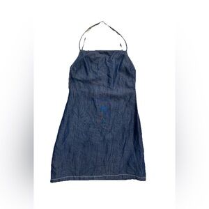 Zara Women's Blue Denim Mini Dress Strappy, Backless - XS